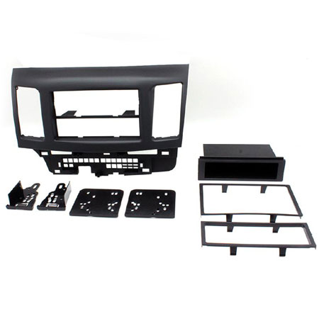 CTKMT04 MITSUBISHI LANCER 2008 ONWARDS BLACK DOUBLE DIN FASCIA FULL FITTING KIT