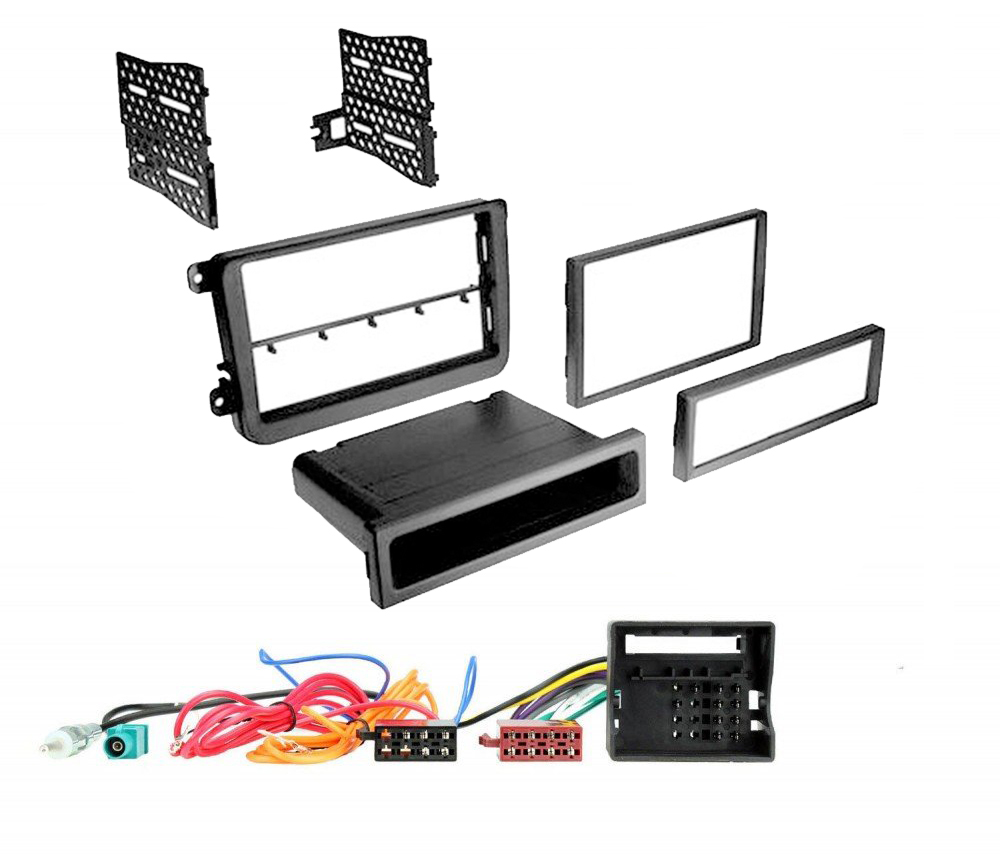 Double Din Facia fitting kit ISO wiring Aerial for VW Jetta 2005 onwards
